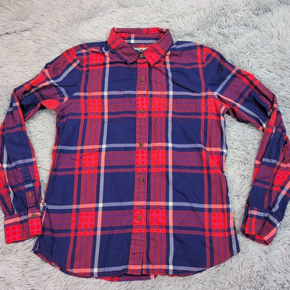 The North Face Shirt Womens M Blue Plaid Button Up Gorpcore Outdoors Lightweight